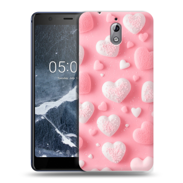 Силиконовый чехол на Nokia 3.1 с принтом Сердечки