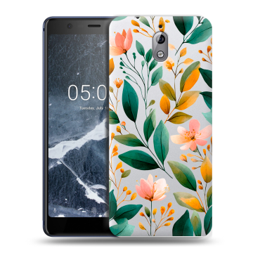 Силиконовый чехол на Nokia 3.1 с принтом Цветы паттерн