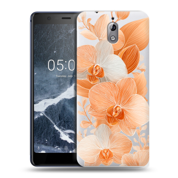 Силиконовый чехол на Nokia 3.1 с принтом Бежевые цветы