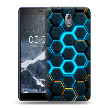 Силиконовый чехол на Nokia 3.1 с принтом Неоновые соты