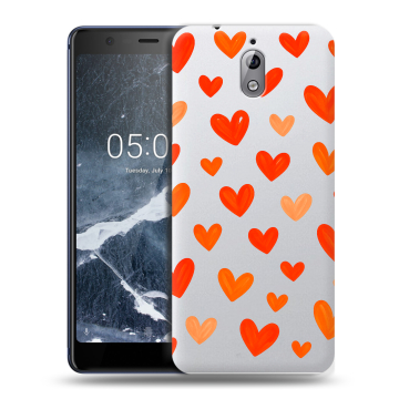 Силиконовый чехол на Nokia 3.1 с принтом Сердечки
