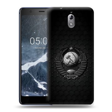 Силиконовый чехол на Nokia 3.1 с принтом Герб Флаг СССР
