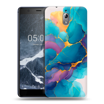 Силиконовый чехол на Nokia 3.1 с принтом Мрамор блестки