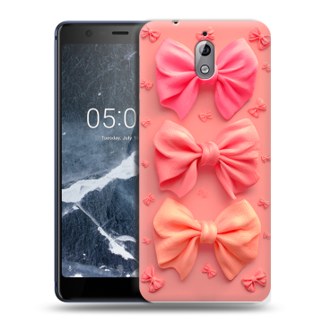 Силиконовый чехол на Nokia 3.1 с принтом Розовые бантики