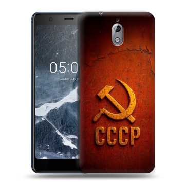 Силиконовый чехол на Nokia 3.1 с принтом Флаг Герб СССР