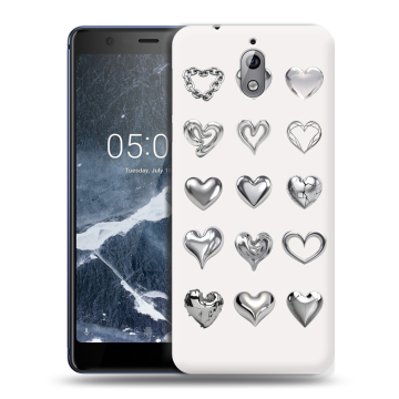Силиконовый чехол на Nokia 3.1 с принтом Y2K сердечки
