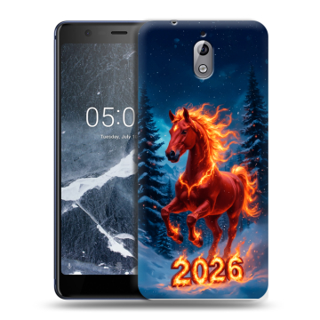 Силиконовый чехол на Nokia 3.1 с принтом Новый год коня