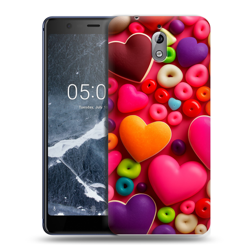 Силиконовый чехол на Nokia 3.1 с принтом Сердечки Силиконовый чехол на Nokia 3.1 с принтом Сердечки