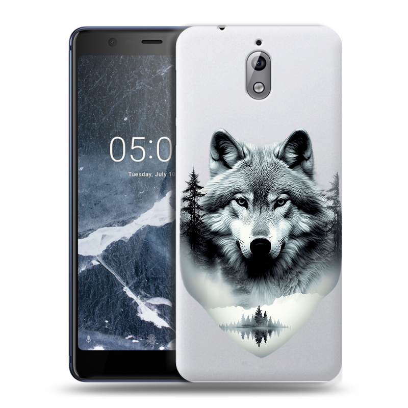 Силиконовый чехол на Nokia 3.1 с принтом Волк в лесу Силиконовый чехол на Nokia 3.1 с принтом Волк в лесу