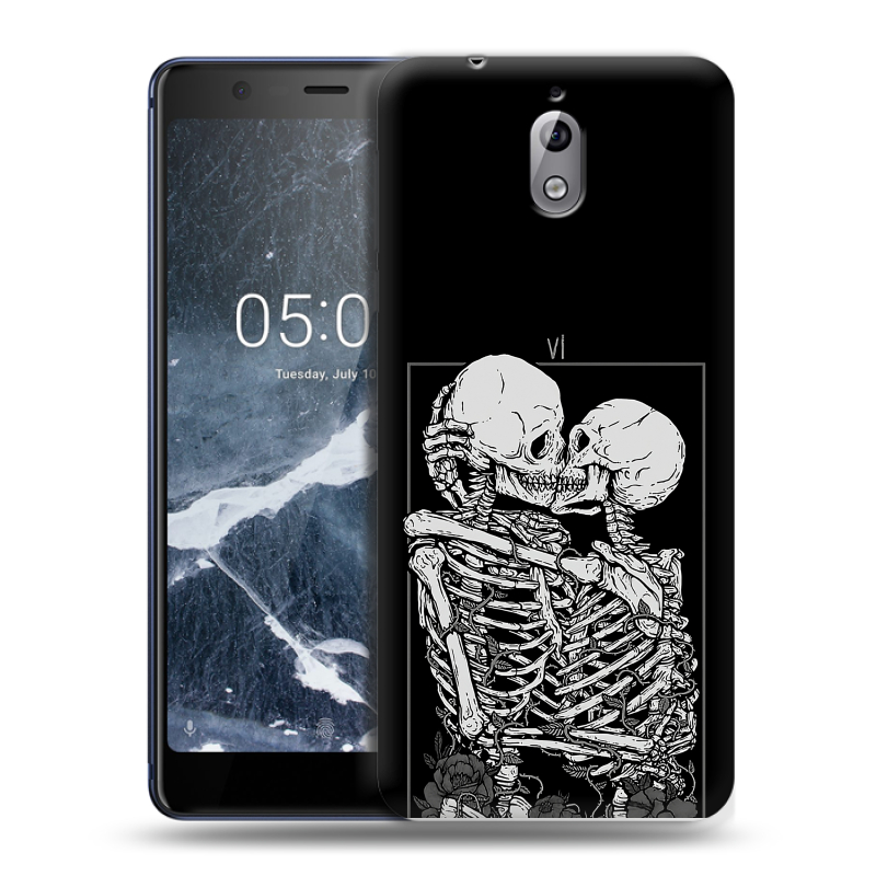 Силиконовый чехол на Nokia 3.1 с принтом Поцелуй скелетов Силиконовый чехол на Nokia 3.1 с принтом Поцелуй скелетов