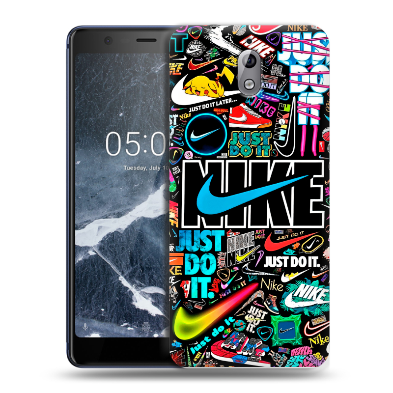 Силиконовый чехол на Nokia 3.1 с принтом найк nike черный Силиконовый чехол на Nokia 3.1 с принтом найк nike черный