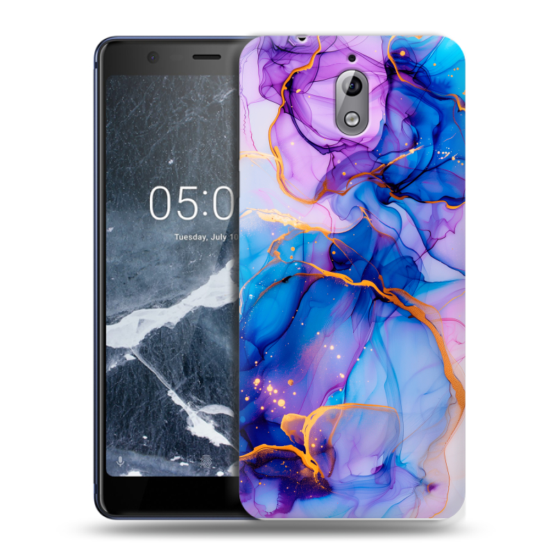 Силиконовый чехол на Nokia 3.1 с принтом синий мрамор Силиконовый чехол на Nokia 3.1 с принтом синий мрамор