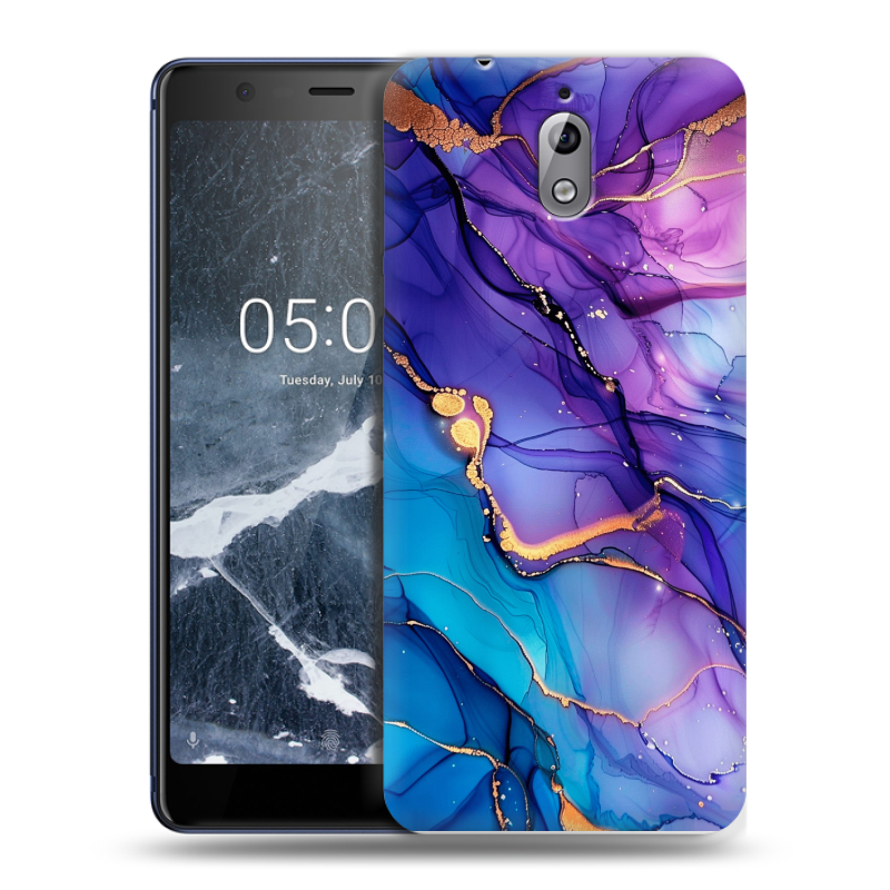 Силиконовый чехол на Nokia 3.1 с принтом синий мрамор Силиконовый чехол на Nokia 3.1 с принтом синий мрамор