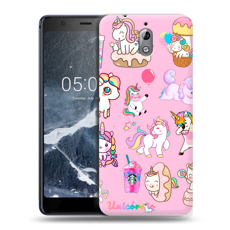 Силиконовый чехол на Nokia 3.1 с принтом розовые единороги Силиконовый чехол на Nokia 3.1 с принтом розовые единороги