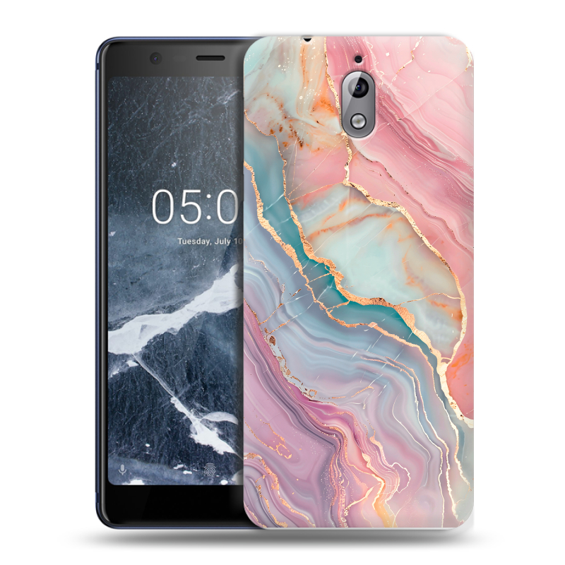 Силиконовый чехол на Nokia 3.1 с принтом розовый мрамор Силиконовый чехол на Nokia 3.1 с принтом розовый мрамор