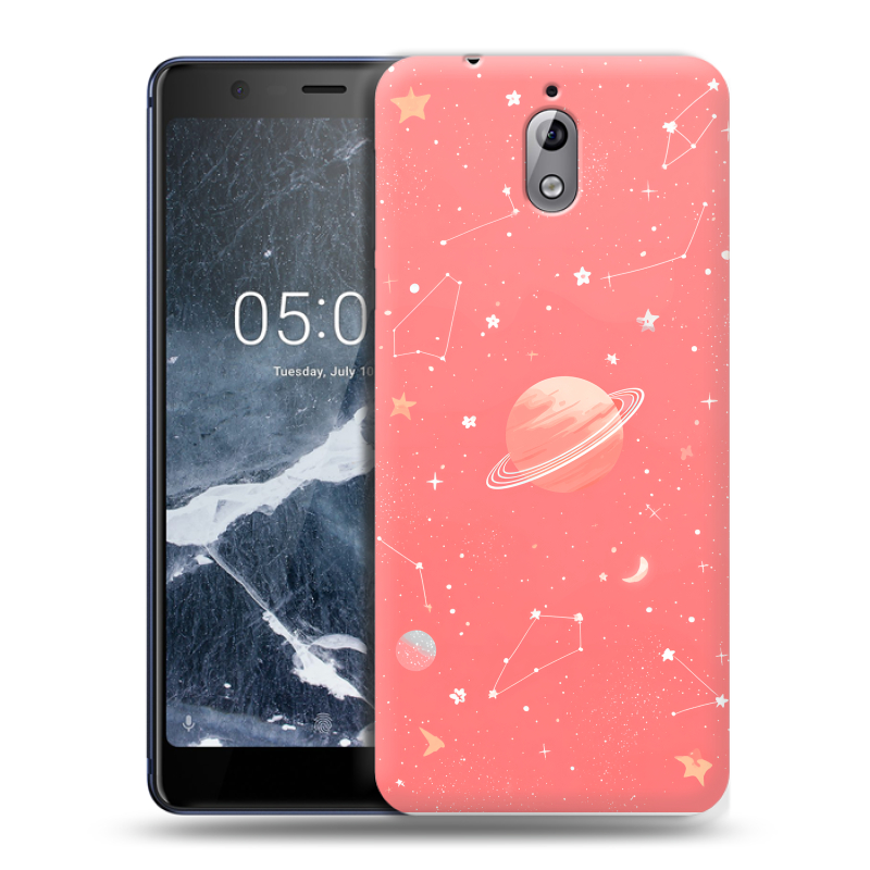 Силиконовый чехол на Nokia 3.1 с принтом Розовый космос Силиконовый чехол на Nokia 3.1 с принтом Розовый космос