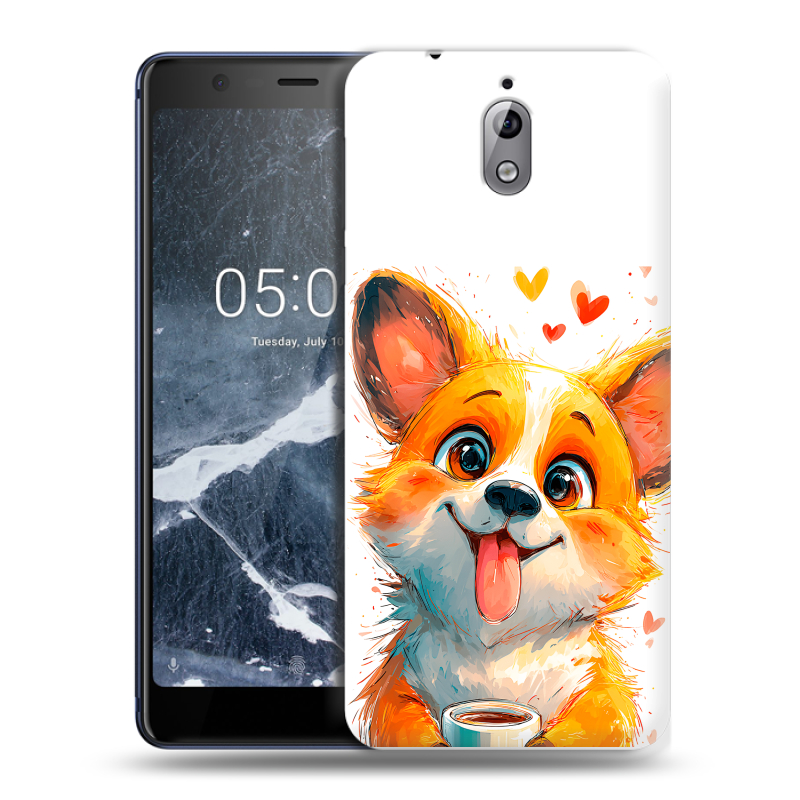 Силиконовый чехол на Nokia 3.1 с принтом корги Силиконовый чехол на Nokia 3.1 с принтом корги
