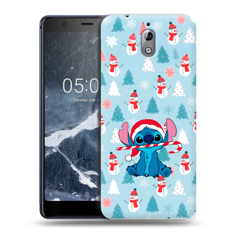 Силиконовый чехол на Nokia 3.1 с принтом Стич Новый год Силиконовый чехол на Nokia 3.1 с принтом Стич Новый год