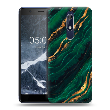 Силиконовый чехол на Nokia 5.1 с принтом Мрамор зеленое золото Силиконовый чехол на Nokia 5.1 с принтом Мрамор зеленое золото