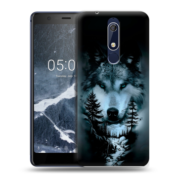 Силиконовый чехол на Nokia 5.1 с принтом Лесной волк Силиконовый чехол на Nokia 5.1 с принтом Лесной волк