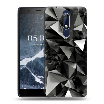 Силиконовый чехол на Nokia 5.1 с принтом Черные кристаллы