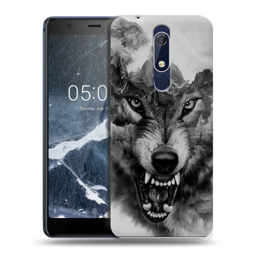 Силиконовый чехол на Nokia 5.1 с принтом Волк Силиконовый чехол на Nokia 5.1 с принтом Волк