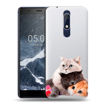 Силиконовый чехол на Nokia 5.1 с принтом Кошки Силиконовый чехол на Nokia 5.1 с принтом Кошки