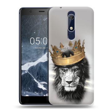 Силиконовый чехол на Nokia 5.1 с принтом Лев с короной