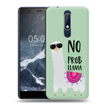 Силиконовый чехол на Nokia 5.1 с принтом Лама Силиконовый чехол на Nokia 5.1 с принтом Лама