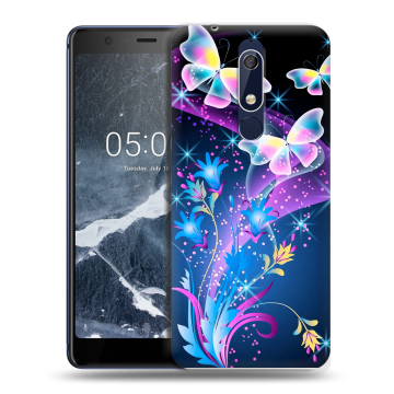 Силиконовый чехол на Nokia 5.1 с принтом Бабочки