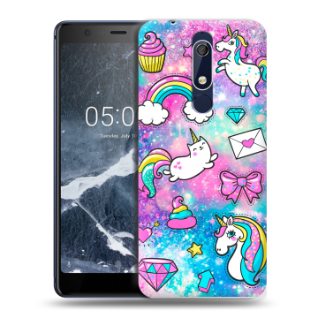 Силиконовый чехол на Nokia 5.1 с принтом Единороги Силиконовый чехол на Nokia 5.1 с принтом Единороги