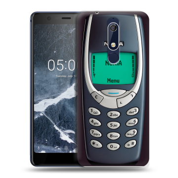 Силиконовый чехол на Nokia 5.1 с принтом Старый телефон