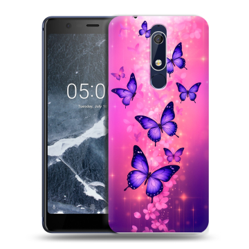 Силиконовый чехол на Nokia 5.1 с принтом Бабочки