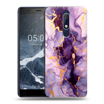 Силиконовый чехол на Nokia 5.1 с принтом Мрамор