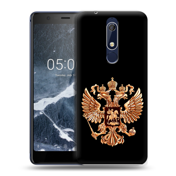 Силиконовый чехол на Nokia 5.1 с принтом Герб России золотой