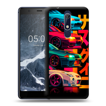 Силиконовый чехол на Nokia 5.1 с принтом Гоночные машины
