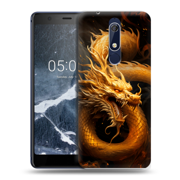 Силиконовый чехол на Nokia 5.1 с принтом Золотой дракон