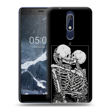Силиконовый чехол на Nokia 5.1 с принтом Поцелуй скелетов