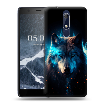 Силиконовый чехол на Nokia 5.1 с принтом Волк ночной Силиконовый чехол на Nokia 5.1 с принтом Волк ночной