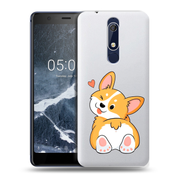 Силиконовый чехол на Nokia 5.1 с принтом Корги