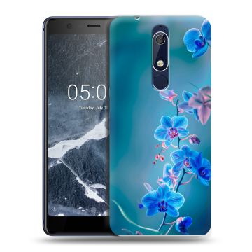Силиконовый чехол на Nokia 5.1 с принтом Голубые цветы