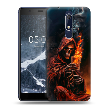 Силиконовый чехол на Nokia 5.1 с принтом Скелет и карты
