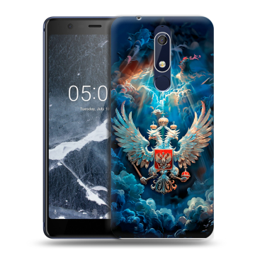 Силиконовый чехол на Nokia 5.1 с принтом Герб флаг России