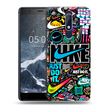 Силиконовый чехол на Nokia 5.1 с принтом найк nike черный