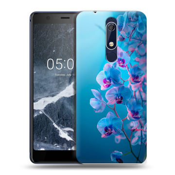Силиконовый чехол на Nokia 5.1 с принтом голубые орхидеи