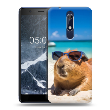Силиконовый чехол на Nokia 5.1 с принтом Капибара Силиконовый чехол на Nokia 5.1 с принтом Капибара