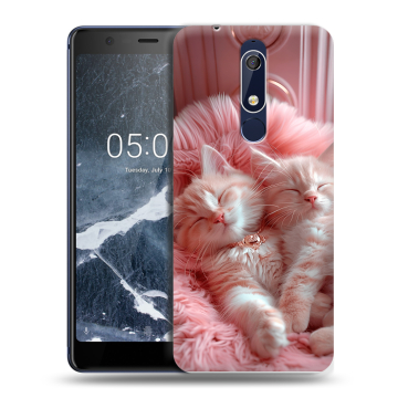 Силиконовый чехол на Nokia 5.1 с принтом котята котики