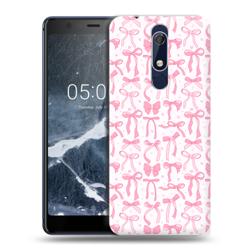 Силиконовый чехол на Nokia 5.1 с принтом Розовые бантики