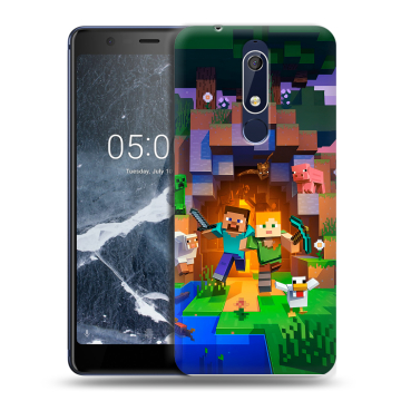 Силиконовый чехол на Nokia 5.1 с принтом Майнкрафт Minecraft