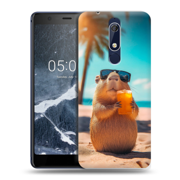 Силиконовый чехол на Nokia 5.1 с принтом Капибара Силиконовый чехол на Nokia 5.1 с принтом Капибара
